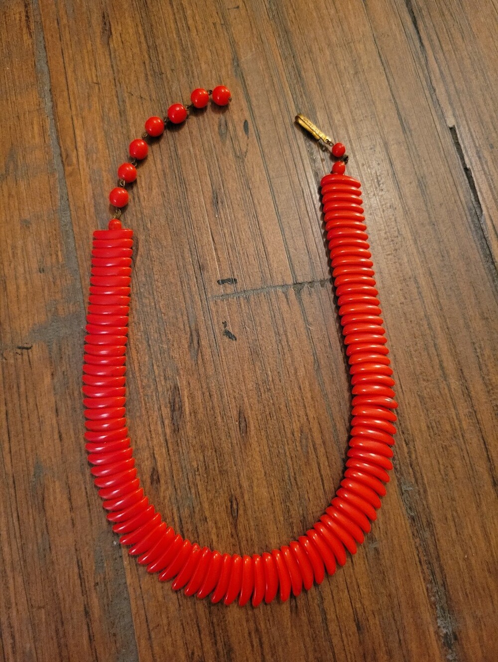 Vintage 50's Red Beaded Choker Necklace